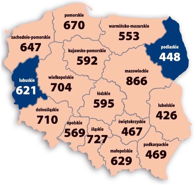 Liczba pracujących  w przedsiębiorstwach na 1000 zatrudnionych w ogóle