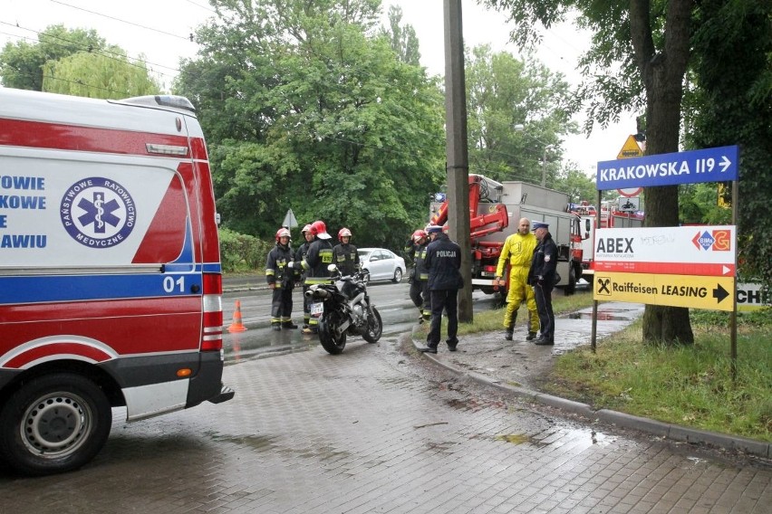 Motocyklistka ranna na Krakowskiej. Ogromne korki 