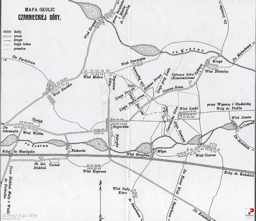 Lata 1900-1910, Mapa okolic Stąporkowa - początek XX wieku