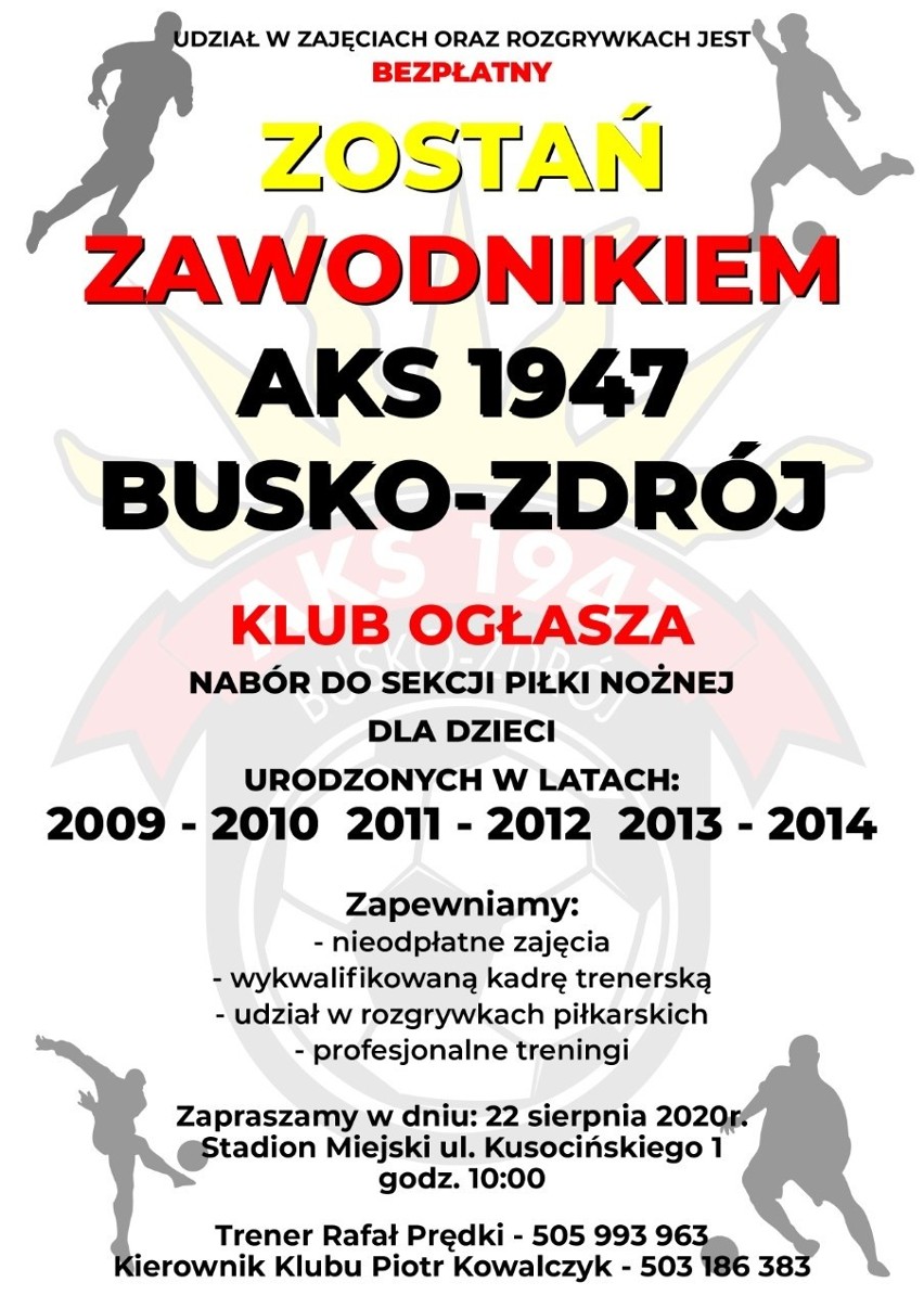 AKS 1947 Busko-Zdrój ogłosił nabór dla młodych adeptów futbolu