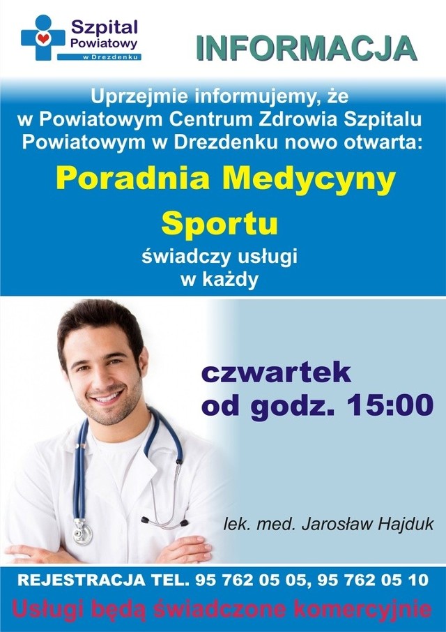 Rejestrować się do poradni medycyny sportu można pod nr: 95 762 05 05 lub 95 762 05 10.