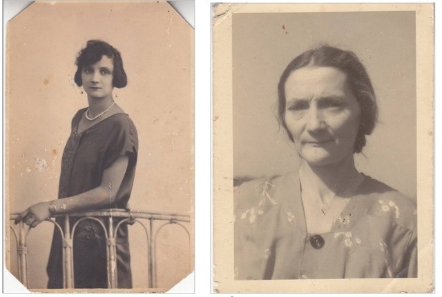 Waleria Fedus z Doroszów wygnana na Sybir. Fotografia z 1939 roku (po lewej stronie). Fot. Jan Załuski. Fotografia po prawej stronie -  z 1946 roku. Fot. Włodzimierz Puchalski