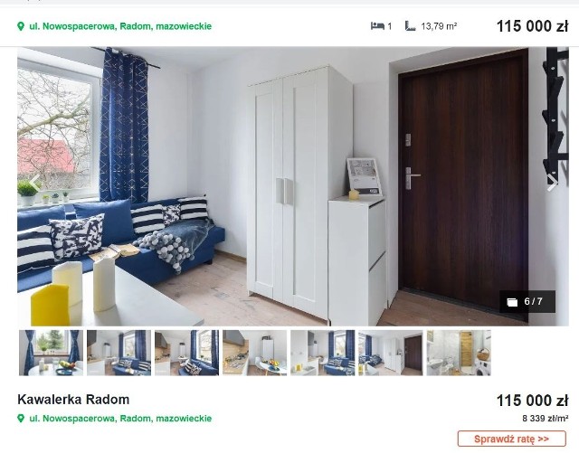 PRZEJDŹ DO OFERTYPrzejrzeliśmy oferty sprzedaży mieszkań w Radomiu. W jakiej dzielnicy znajdziemy najtańsze mieszkanie? Zobacz zdjęcia, ceny i najważniejsze informacje na temat ofert z serwisu otodom.pl. Kliknij w zdjęcie iprzesuwaj zdjęcia w prawo - naciśnij strzałkę lub przycisk NASTĘPNE.