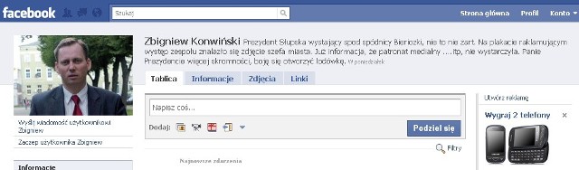 Konto posła Konwińskiego na Facebooku.