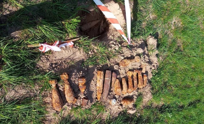 Niewybuchy na polu w Ciepielewie gm. Szelków. Znaleziono ponad 100 pocisków z okresu II wojny światowej