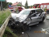 Groźnie wyglądający wypadek w Jankowie Dolnym w powiecie gnieźnieńskim. Jedna osoba trafiła do szpitala