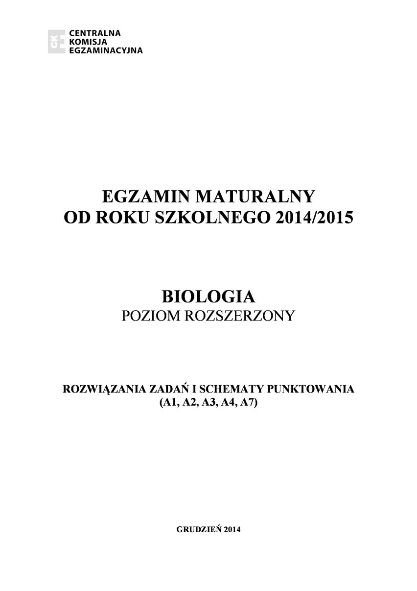 Próbna MATURA 2015 z biologii [KLUCZ ODPOWIEDZI] 