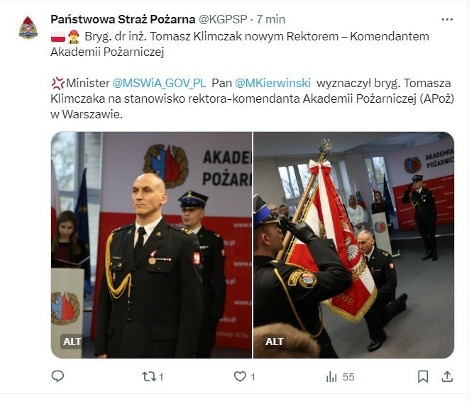 Nowym Rektorem-Komendantem Akademii Pożarniczej został bryg....