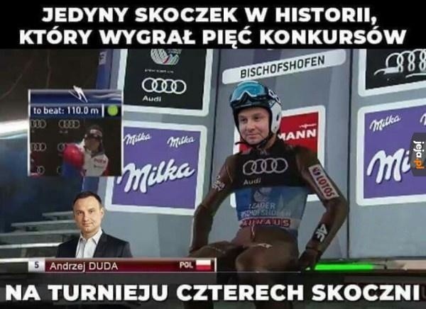 Memy o skokach narciarskich z prezydentami Wałęsą i Dudą w rolach głównych