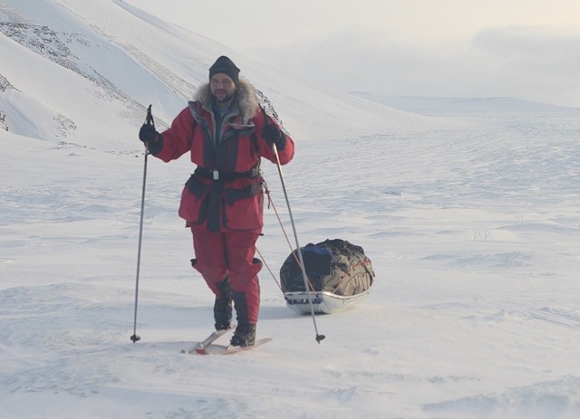 Norbert Pokorski podczas jednej ze swoich wypraw na Grenlandię.