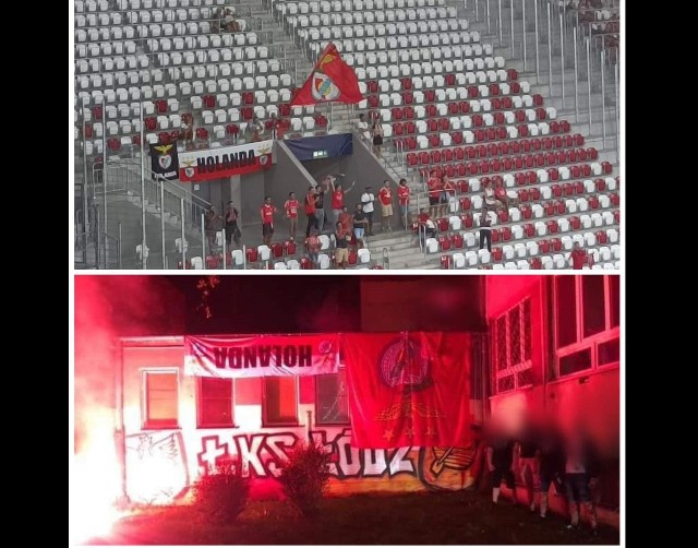 Kibole ŁKS ukradli flagi grupce sympatyków Benfiki Lizbona (wczoraj odbył się na stadionie ŁKS mecz pomiędzy Benfiką i Dynamem w ramach eliminacji do LM) i pochwalili się swoim nie lada "wyczynem" w mediach społecznościowych. Liczyli na aplauz i "lajki" od środowiska kibiców ŁKS. I bardzo się pomylili. ZDJĘCIA na kolejnych slajdach >>>
