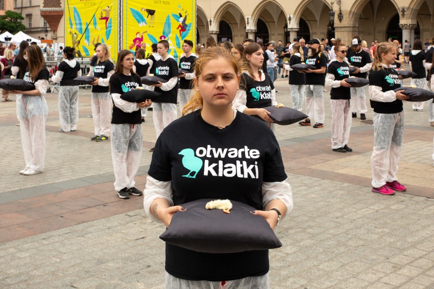 Kraków. Protestowali na rynku przeciwko warunkom życia kurczaków