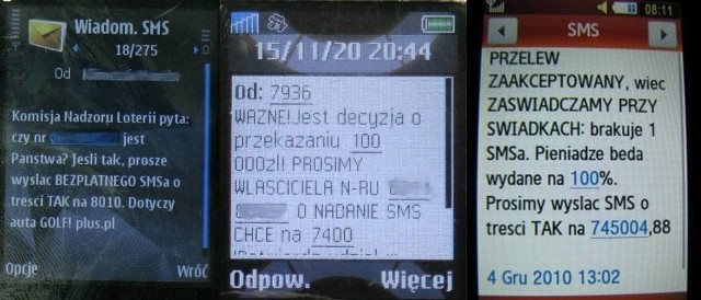 Wiadomości takiej treści otrzymali Czytelnicy, ale też dziennikarze "Gazety Lubuskiej&#8221;. - Te loterie to oszustwo - ostrzegają eksperci. - Nie należy odpowiadać na takie SMS-y.