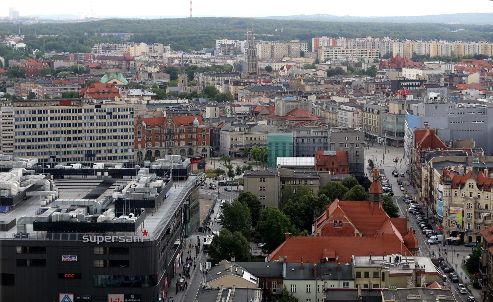 Widok na Katowice z wieżowców Stalexportu przy Mickiewicza