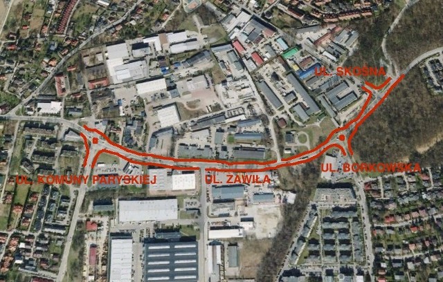 Zakres przebudowy ulicy Zawiłej
