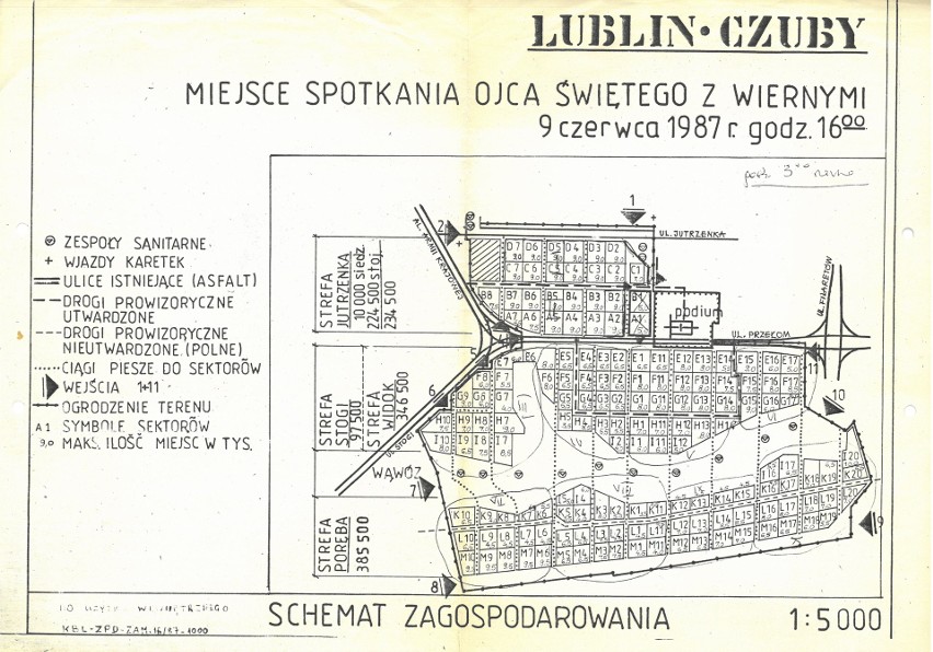 Schemat zagospodarowania terenu mszy papieskiej na Czubach