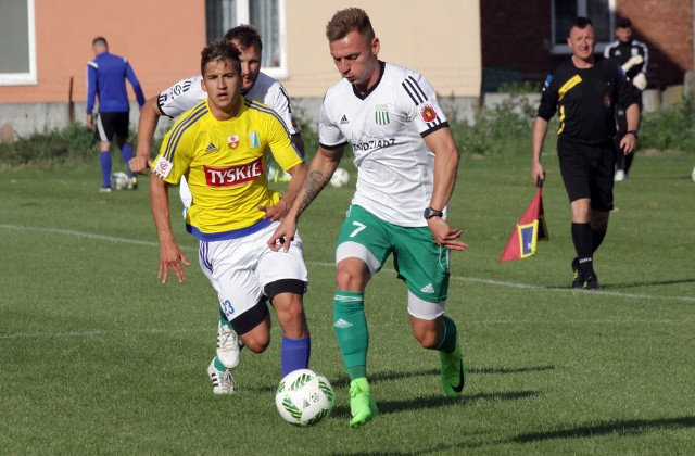 Damian Michalik (nr 7) strzelił dla Olimpii jednego z goli w meczu z Elaną