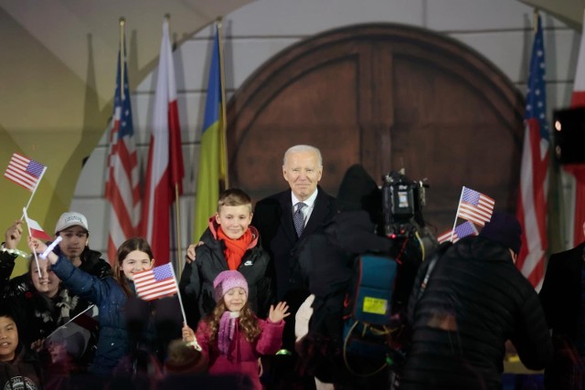 Joe Biden podczas przemówienia w Arkadach Kubickiego, 21.02.2023, Warszawa 
