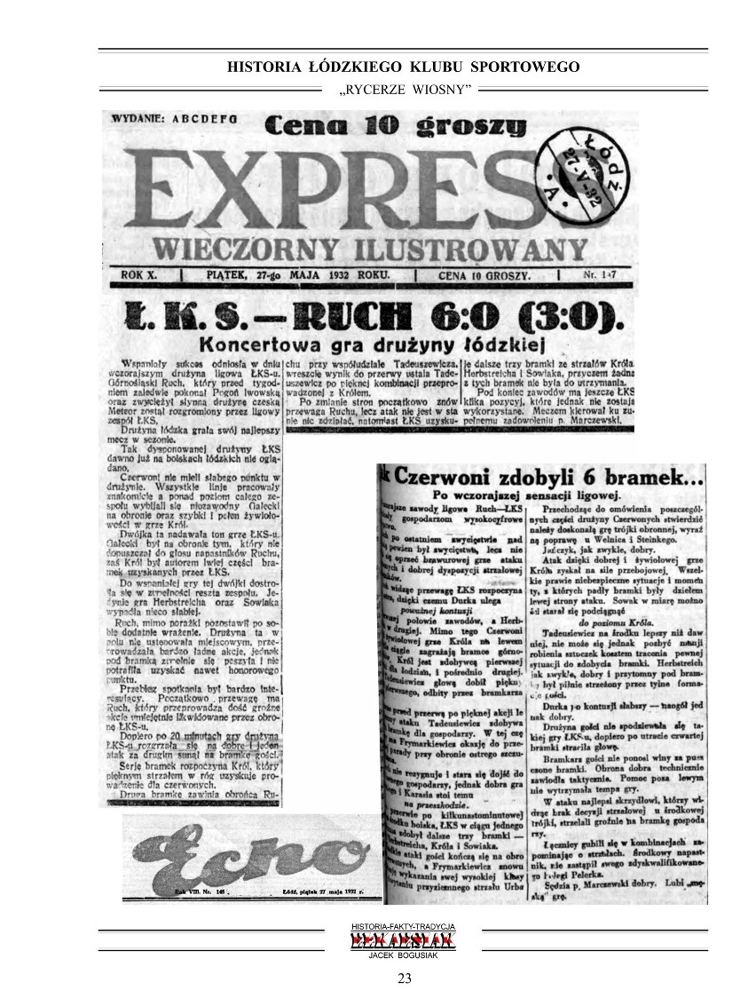 Kolejne ciekawe wydawnictwo.  „Wspaniały rok 1957” książka o ŁKS  Jacka Bogusiaka ZDJĘCIA