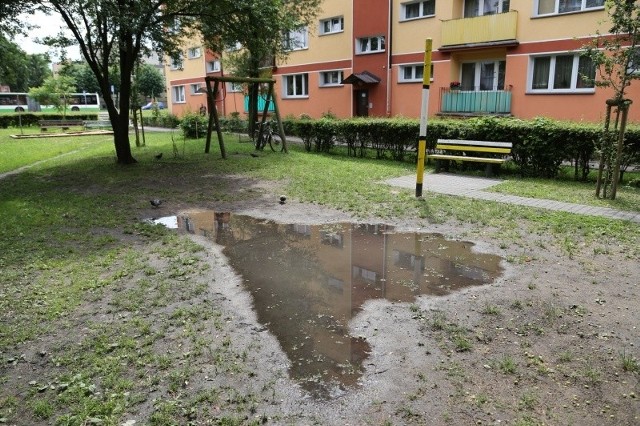 ZMK obiecało zająć się nawierzchnią tego placu zabaw przy ulicy Broniewskiego. I tworzy cały plan urządzania kolejnych miejsc do rekreacji na różnych osiedlach w mieście