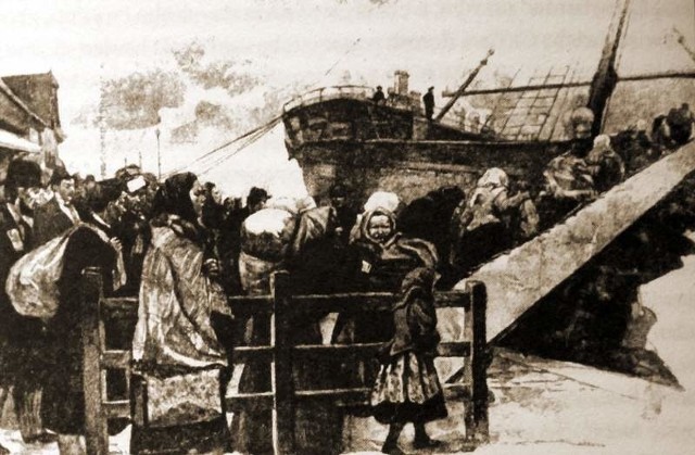 Tak wyglądały wyjazdy z portu w Bremerhaven w Niemczech w drugiej połowie XIX w. Właśnie tutaj wielu emigrantów rozpoczynało podróż za ocean.
