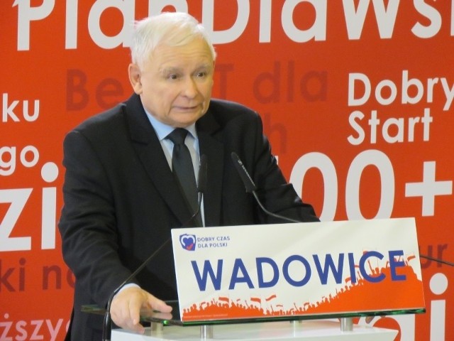 Rok 2019. Jarosław Kaczyński w Wadowicach.