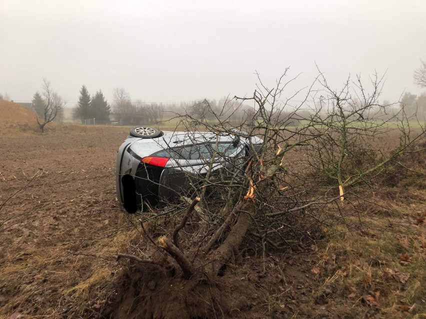 Zastocze. Ford wypadł z drogi i dachował. Kierowca oddalił się z miejsca zdarzenia [ZDJĘCIA]