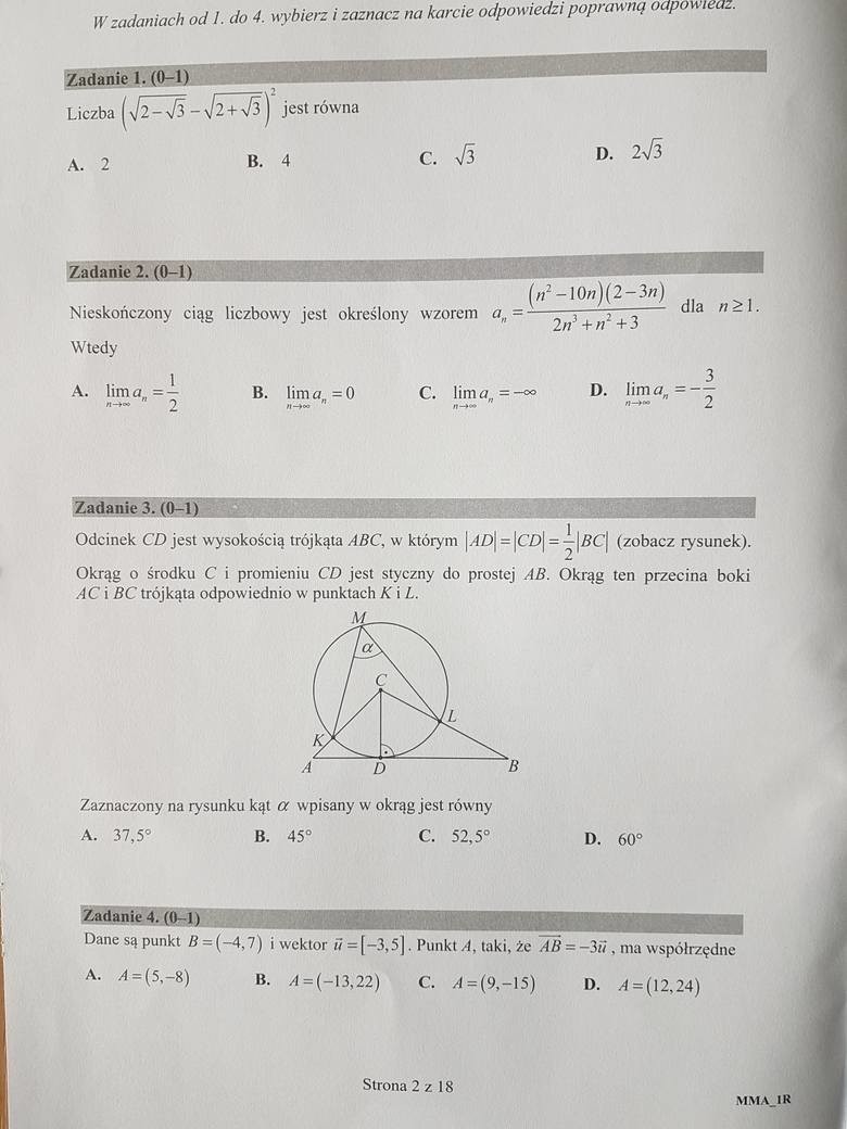 Matura matematyka 2017. Poziom rozszerzony [arkusze maturalne, odpowiedzi]