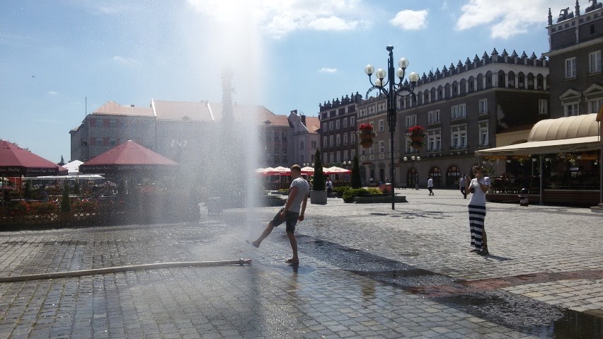 Kurtyna wodna w Raciborzu na rynku