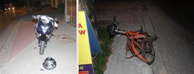 Kobieta na motorze uderzyła w rowerzystę. Obydwoje są w szpitalu (zdjęcia) 
