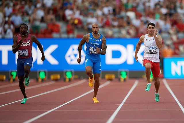 (Dominik Kopeć z Agrosu Zamość swój udział na dystansie 100 metrów podczas lekkoatletycznych mistrzostw świata seniorów w  Budapeszcie zakończył na półfinale)