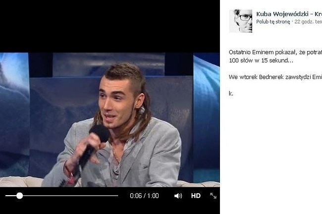 Kamil Bednarek u Kuby Wojewódzkiego (fot. screen Facebook)