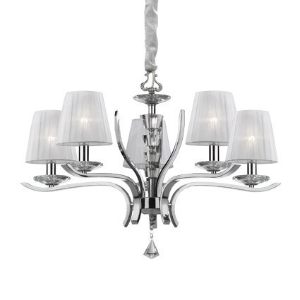 Ta stylowa lampa zrobiona jest z chromu i kryształu.