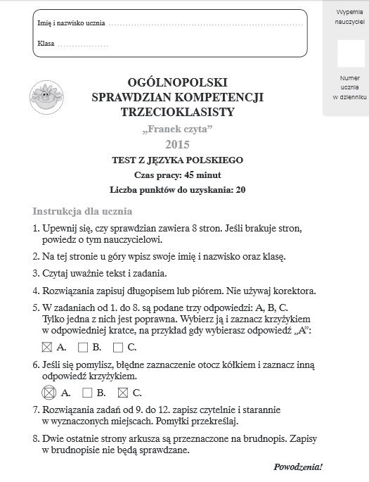 Test trzecioklasisty z Operonem 2015.