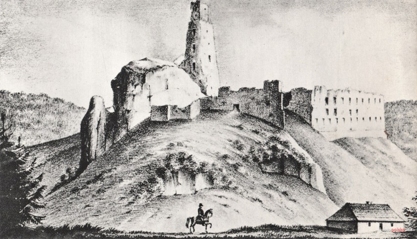 Zamek w Rabsztynie w latach 1810-1841. Litografia z resunku...