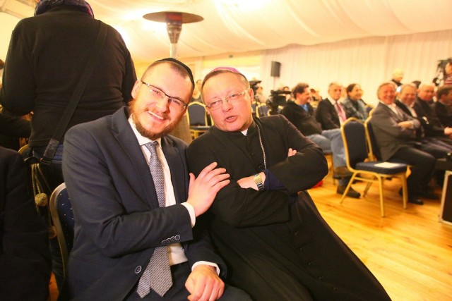 Kardynał Grzegorz Ryś podczas obchodów Dnia Judaizmu z rabinem Łodzi Dawidem Szychowskim