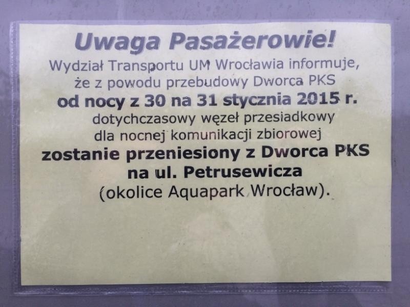 Wrocław: Przeprowadzka nocnych autobusów. Nie przyjadą już na dworzec (ZDJĘCIA)