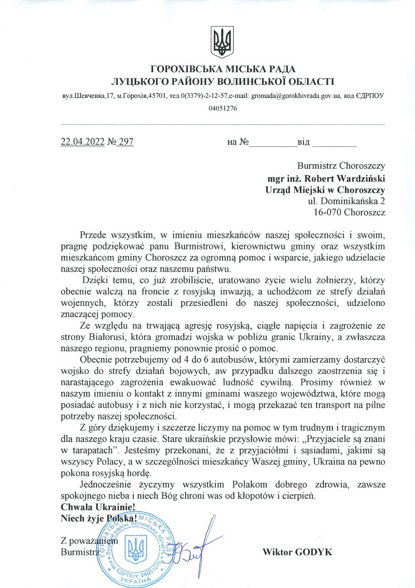 Włodarze Horochowa napisali do Gminy Choroszcz list, w...