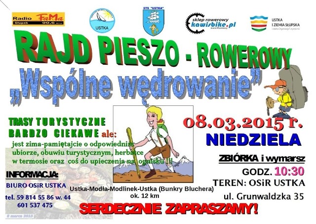 W niedzielę, 8 marca, w Ustce odbędzie się na rajd pieszo-rowerowy Wspólne Wędrowanie .