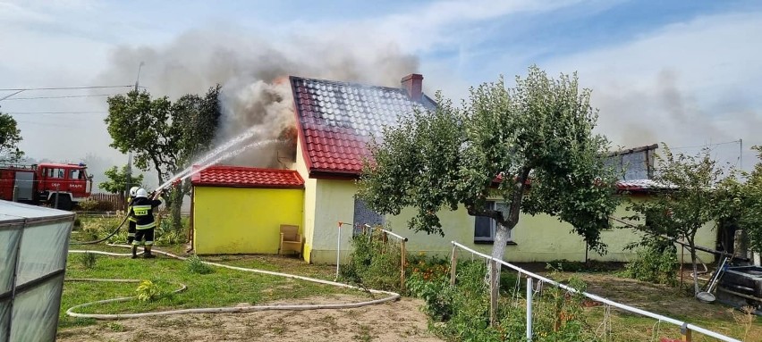 Groźny pożar w Skąpe w gminie Chełmża. Spłonęły domki szeregowe, straty są ogromne