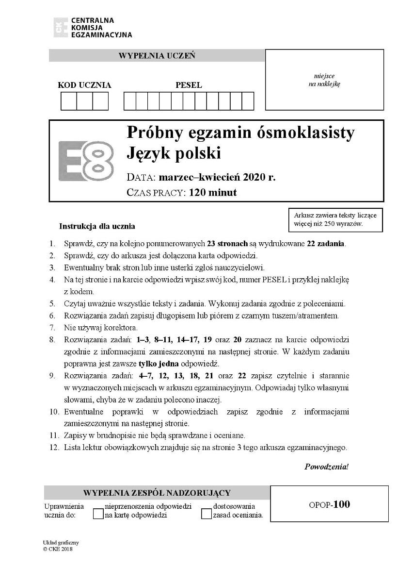 30 marca ósmoklasiści zmierzyli się z próbnym egzaminem z...