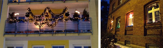 1. Balkon Janiny Wojnowskiej z ul. Szpitalnej oceniono na 24 punkty. - U mnie dominuje kolor zielony - mówi pani Janina. - Są kule świetlne, świetlny wianek wokół balustrady i dużo drzewek. To mój własny pomysł. 2. Okna Bogumiły Meżyńskiej oceniono na 20 punktów. - Do konkursu udekorowałam cztery okna, m. in. świetlnymi gałązkami, gwiazdami, mam też Mikołaja, który się wspina - mówi pani Bogumiła.