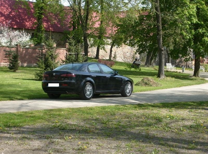 Autodrań zaparkował w środku parku w Żarach