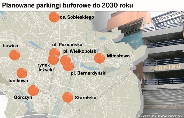 Możliwe lokalizacje nowych parkingów