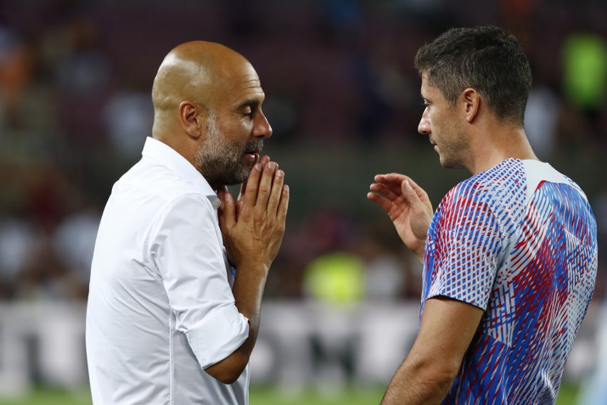 Pep Guardiola i Robert Lewandowski w czasach współpracy w...