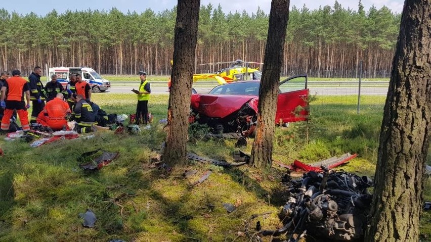 Auto przebiło siatkę ogradzającą autostradę i uderzyło w...