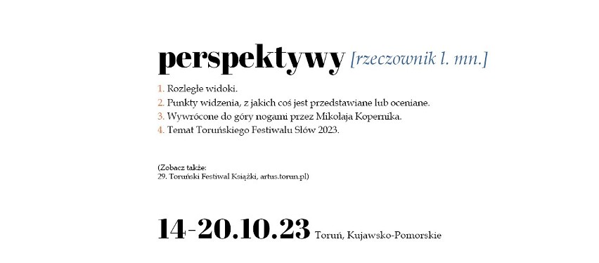 Plakat i hasło tegorocznej edycji Toruńskiego Festiwalu Słów