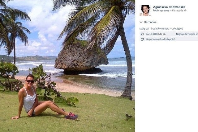 Agnieszka Radwańska opublikowała kilka zdjęć ze swoich wakacji, które spędziła na Barbadosie (fot. screen z Facebook.com)
