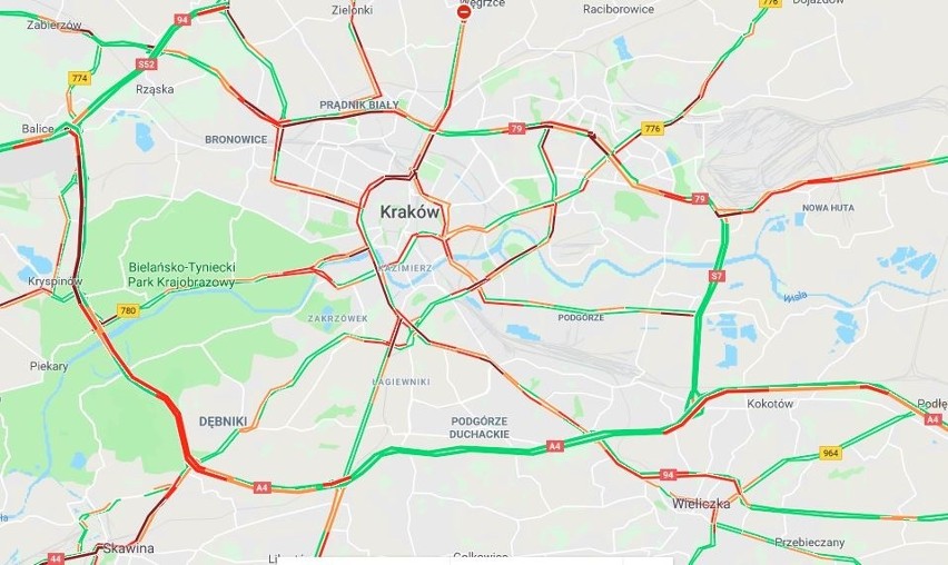 Potężne korki w Krakowie i na autostradowej obwodnicy [ZDJĘCIA]