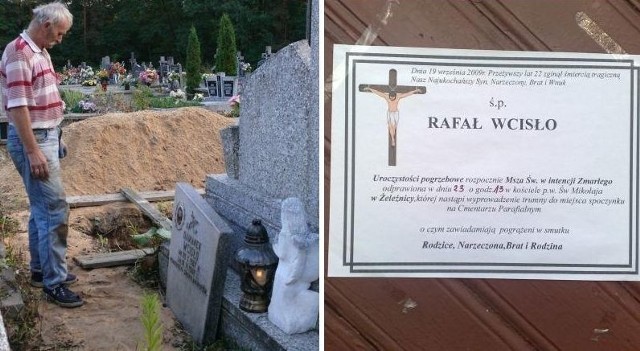 W tym rodzinnym grobie na cmentarzu w Żeleźnicy, spocznie 22-letni Rafał Wcisło